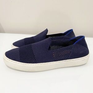 ROTHY’S Maritime Lattice Stitch Sneaker Slip On Navy Blue Comfort Size 10